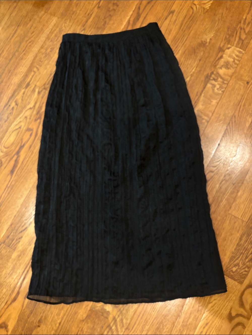 Zara crinkled organza overlay black midi skirt sz.XS
